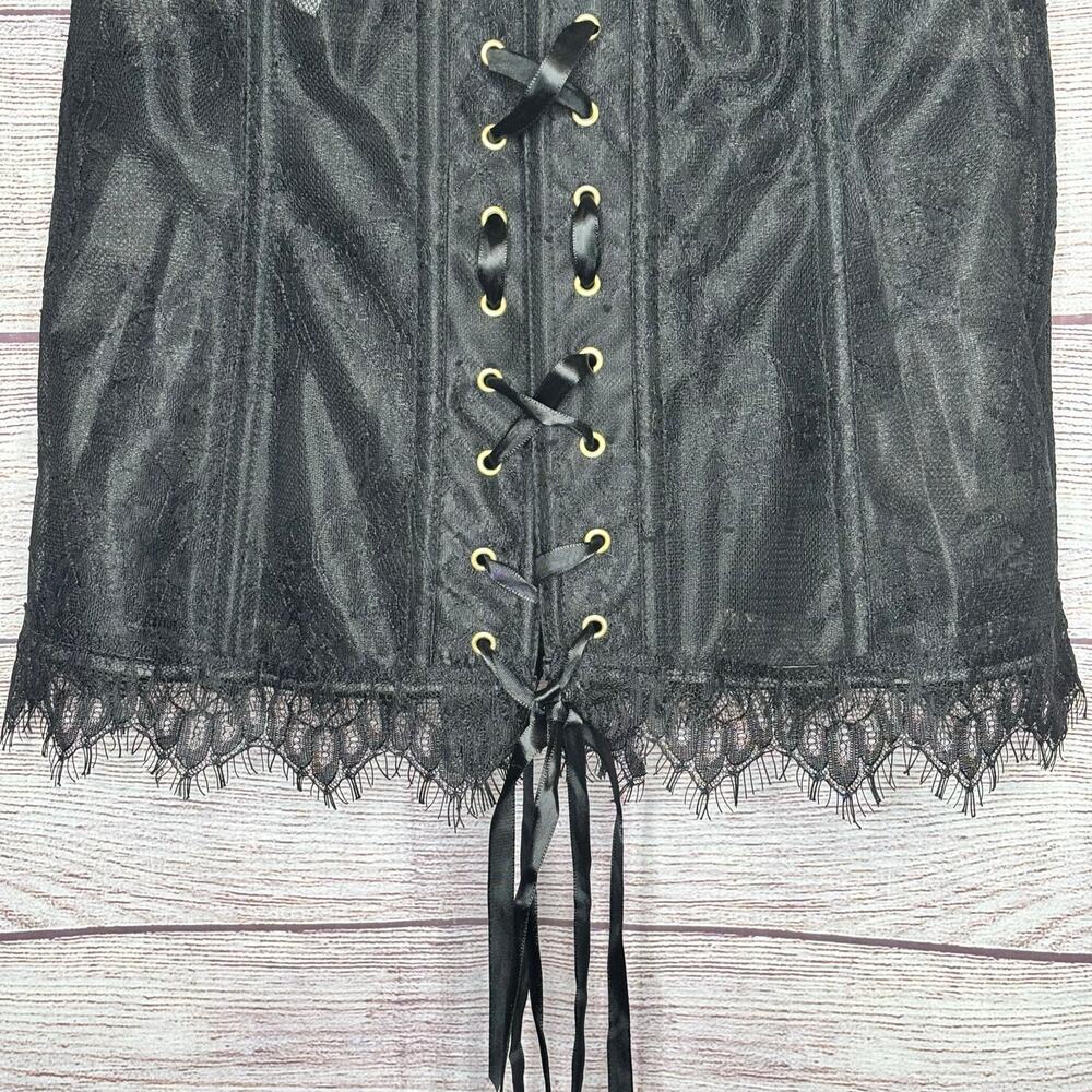Adore Me Avelle Contour Lace Up Black Ribbon Tie Cosplay Corset New Size Large - Picture 7 of 14
